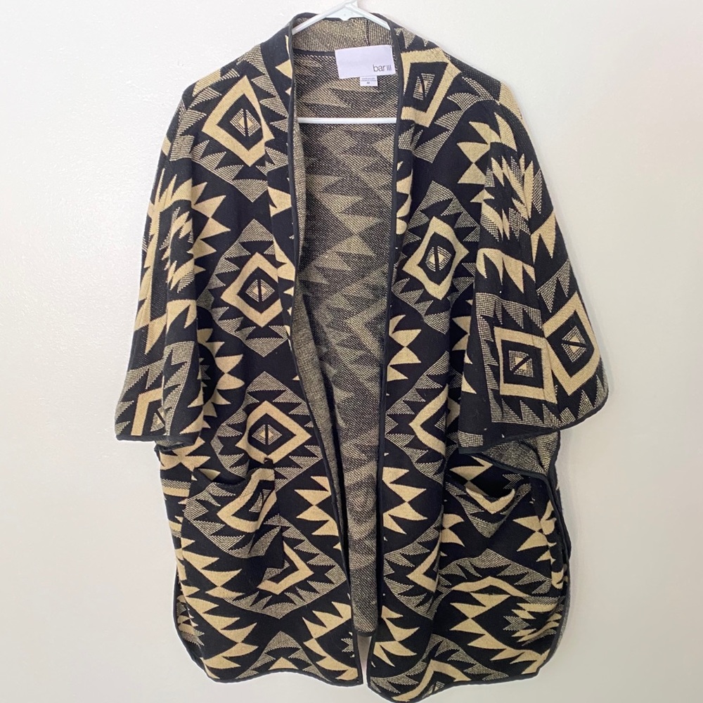 Bar III Elbow Pocketed Aztec Tribal Shawl